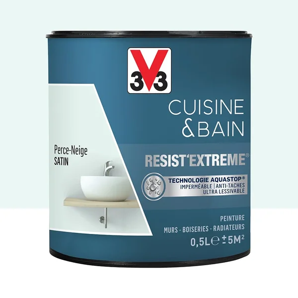Peinture V33 Cuisine & Bain Resist'Extreme Satin Perce Neige