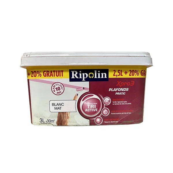 Peinture XPro3 Plafonds Pratic RIPOLIN blanc mat