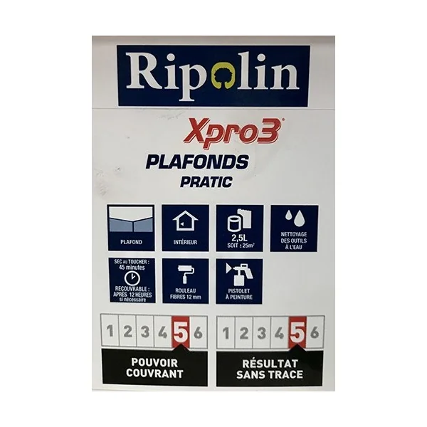 Peinture XPro3 Plafonds Pratic RIPOLIN blanc mat