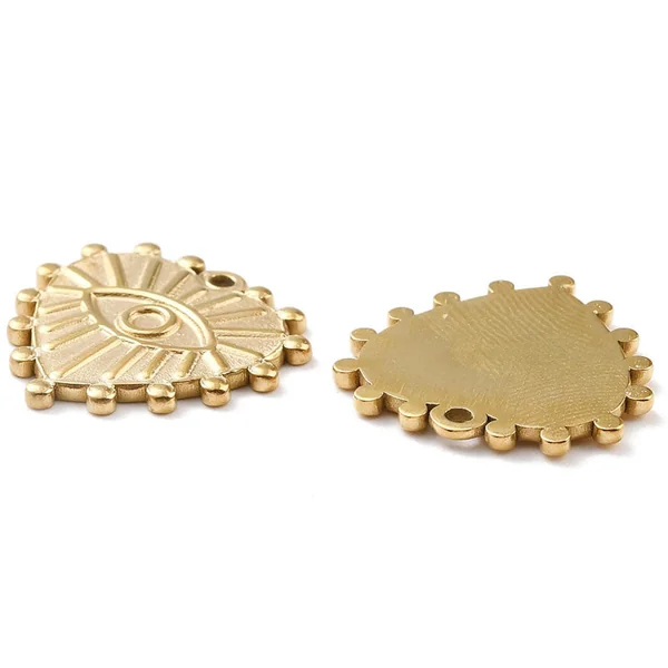 Pendentif cœur oeil - Doré à l'or fin 24K - 19 x 20 mm