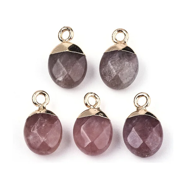 Pendentif en pierre naturelle - quartz cerise - ovale - 15 x 8 mm