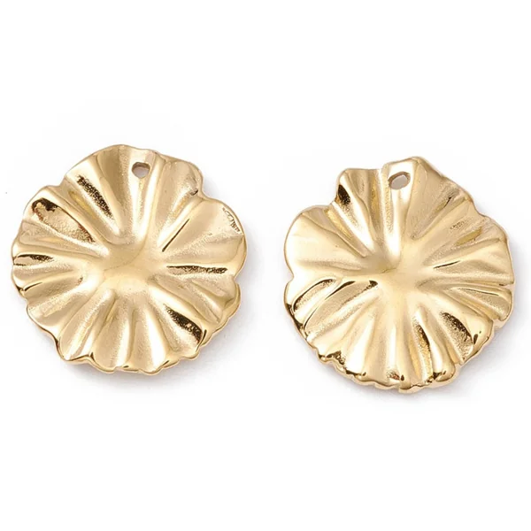 Pendentif feuille de lotus - Doré à l'or fin 24K - 13 x 12 mm