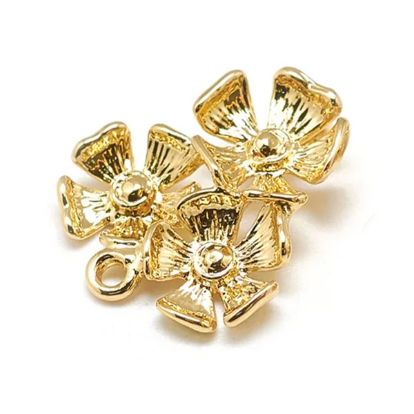 Pendentif fleurs - doré à l'or fin 18k - 18 mm