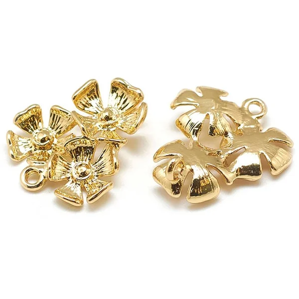 Pendentif fleurs - doré à l'or fin 18k - 18 mm