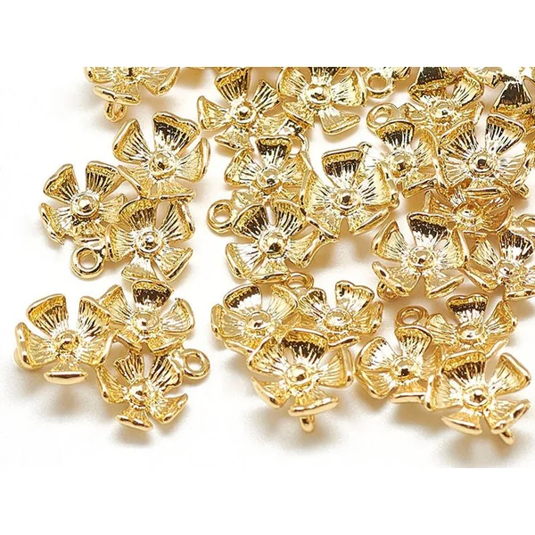 Pendentif fleurs - doré à l'or fin 18k - 18 mm