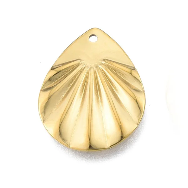 Pendentif goutte froissée - Doré à l'or fin 18K - 22 x 17 mm