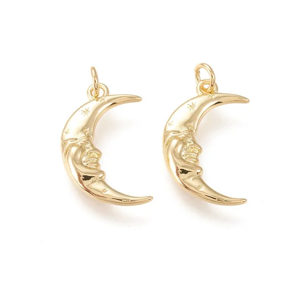 Pendentif lune - Doré à l'or fin 18k - 20 mm