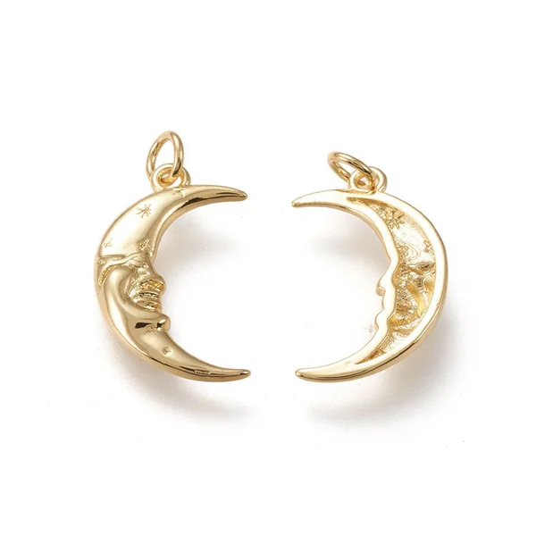 Pendentif lune - Doré à l'or fin 18k - 20 mm