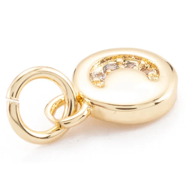 Pendentif lune perles de zircone - Doré à l'or fin 18k sans nickel - 9 mm