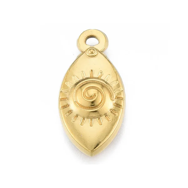 Pendentif ovale œil - Doré à l'or fin - 21 x 10 mm