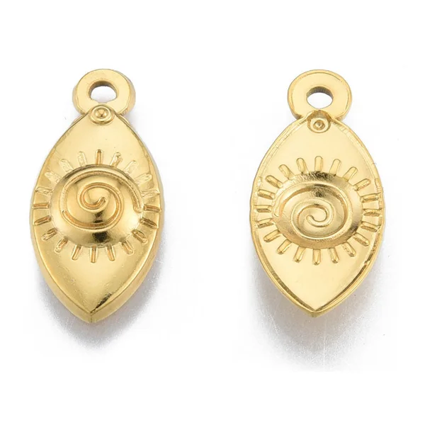 Pendentif ovale œil - Doré à l'or fin - 21 x 10 mm