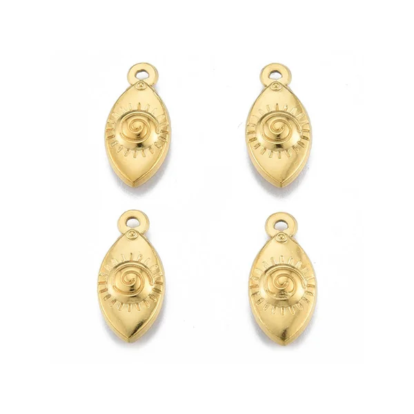 Pendentif ovale œil - Doré à l'or fin - 21 x 10 mm