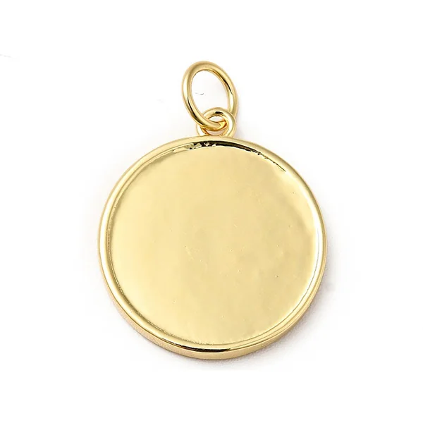 Pendentif rond doré à l'or fin 18K - Soleil ethnique - 18 x 16 mm