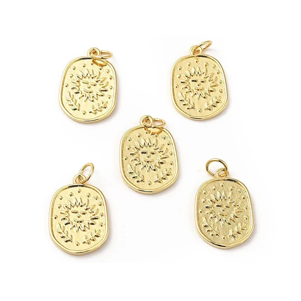 Pendentif soleil doré à l'or fin 18K - 18 x 13 mm