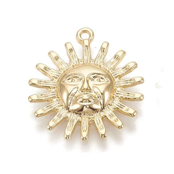 Pendentif soleil - Doré à l'or fin 18k sans nickel - 22 mm