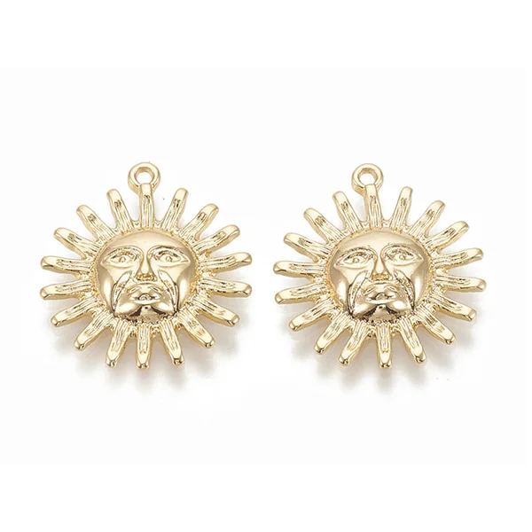 Pendentif soleil - Doré à l'or fin 18k sans nickel - 22 mm
