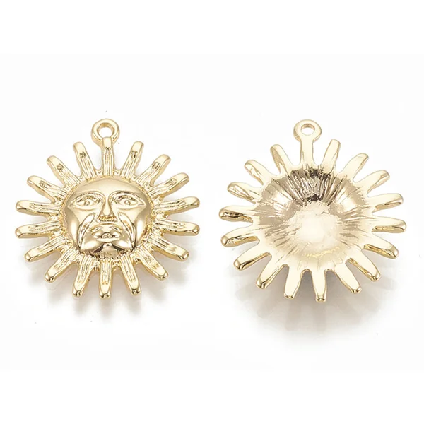 Pendentif soleil - Doré à l'or fin 18k sans nickel - 22 mm