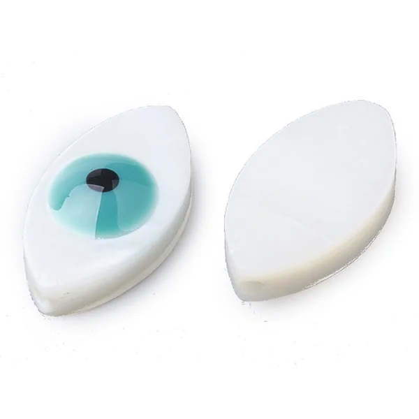 Perle de culture en forme d'œil - 15 x 8 mm - Bleu turquoise