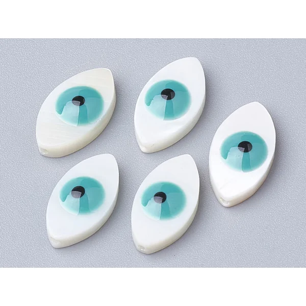 Perle de culture en forme d'œil - 15 x 8 mm - Bleu turquoise