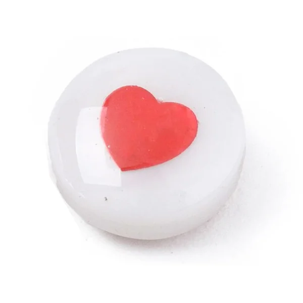 Perle en coquillage naturel - Cœur rouge - 8 mm