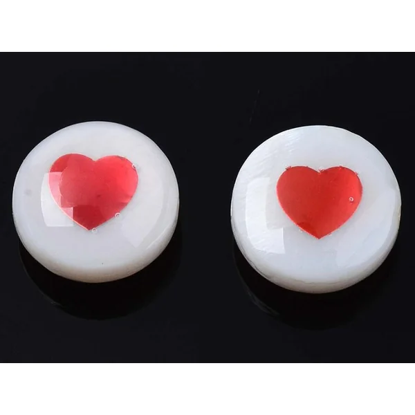 Perle en coquillage naturel - Cœur rouge - 8 mm
