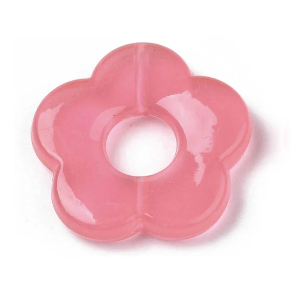 Perle fleur en acrylique rose - 26 mm