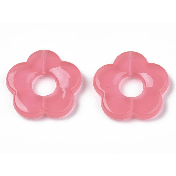 Perle fleur en acrylique rose - 26 mm