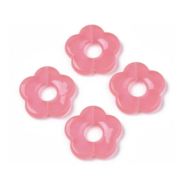 Perle fleur en acrylique rose - 26 mm