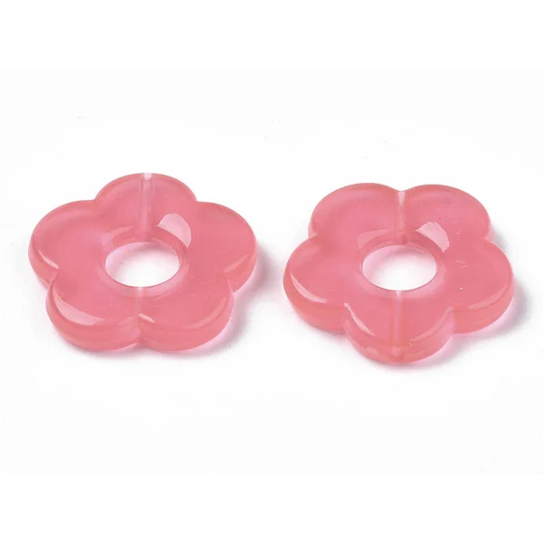 Perle fleur en acrylique rose - 26 mm