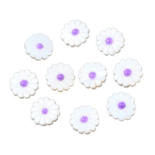 Perle pâquerette à cœur émaillé violet - 12 mm