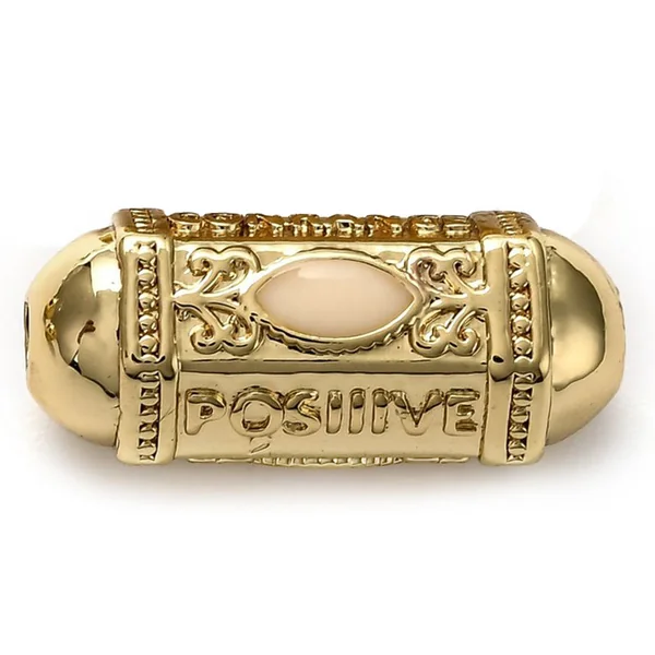Perle rectangulaire style oriental blanc - Doré à l'or fin 18k - 19 mm