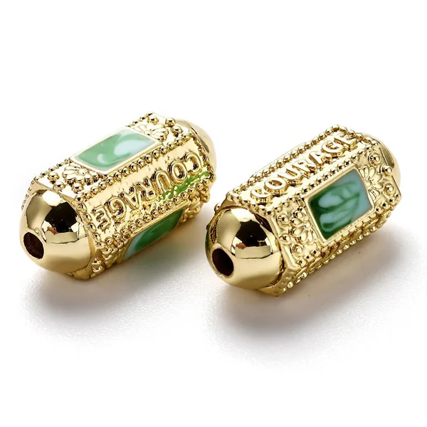Perle rectangulaire style oriental courage - turquoise - Doré à l'or fin 18k - 20,5 mm