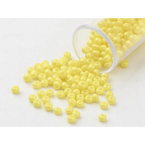 Perles de rocailles en tube - Jaune poussin - 2 mm