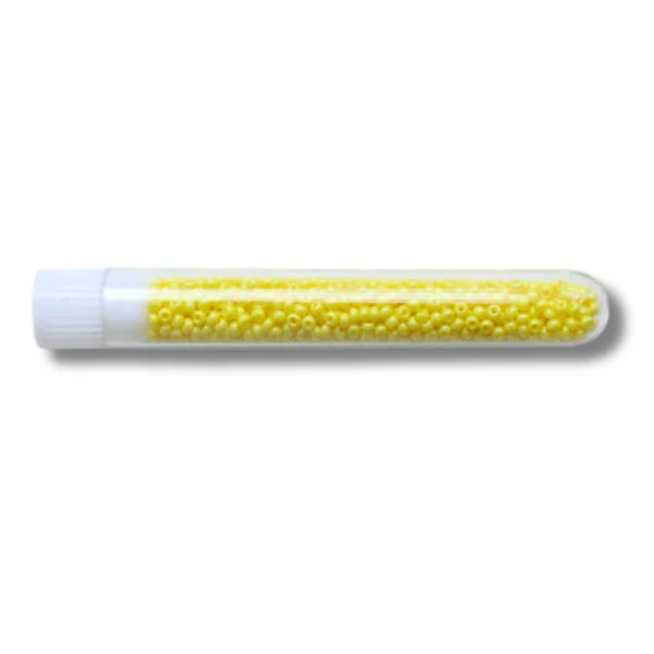 Perles de rocailles en tube - Jaune poussin - 2 mm