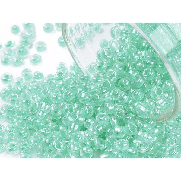 Perles de rocailles en tube - Lustre vert - 2 mm