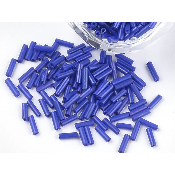 Perles tubes bugle - Bleu cobalt - 6 mm - 10 g