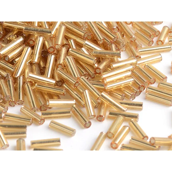 Perles tubes bugles - Doré - 6 mm - 10 g
