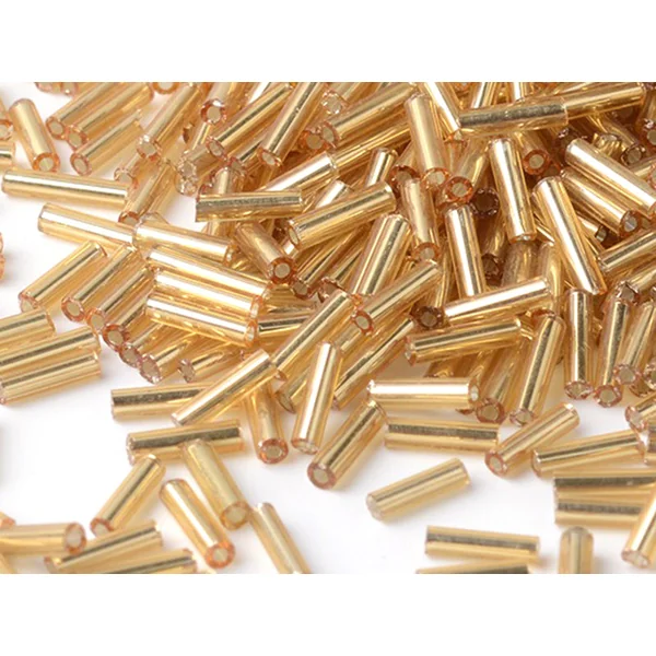 Perles tubes bugles - Doré - 6 mm - 10 g