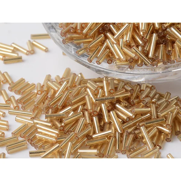 Perles tubes bugles - Doré - 6 mm - 10 g