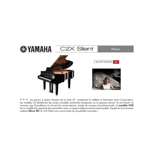 PIANO A QUEUE YAMAHA C2X SH3 SILENT 173cm Noir Brillant “offres promotionnelles en magasin ou au 04 72 41 92 24”