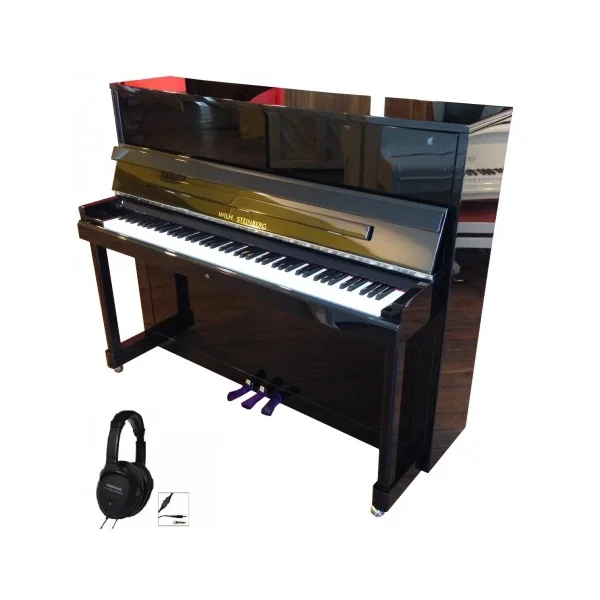 PIANO DROIT WILH.STEINBERG P-121 E Noir Brillant / Chrome Silent