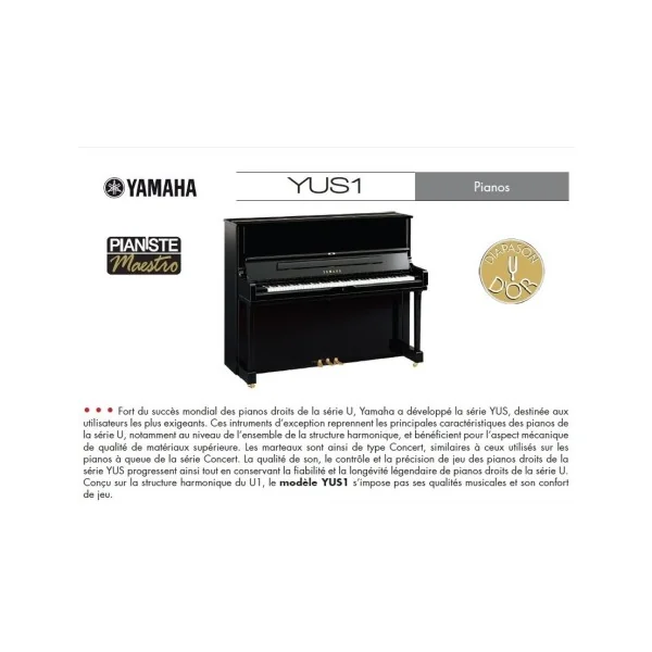 PIANO DROIT YAMAHA YUS1 121cm Noir Brillant “offres promotionnelles en magasin ou au 04 72 41 92 24”