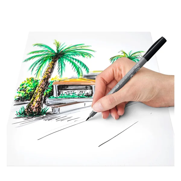 Pigment soft brush pen STAEDTLER « Greys », set de 6