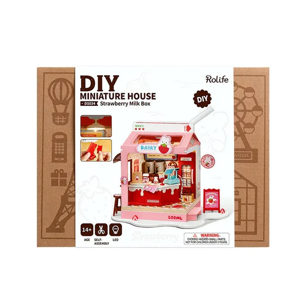 Pièce miniature Milk Box à la fraise DIY - Rolife