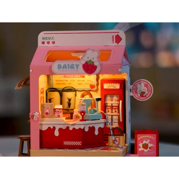 Pièce miniature Milk Box à la fraise DIY - Rolife