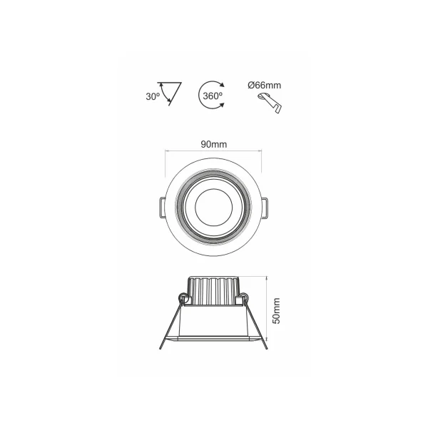 Plafonnier led Beneito et faure compac R 230V 8W 3000K IP44 Dimmable