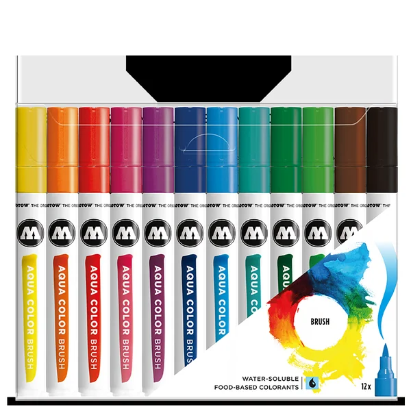 Pochette de 12 Marqueurs Aqua Color brush set 1