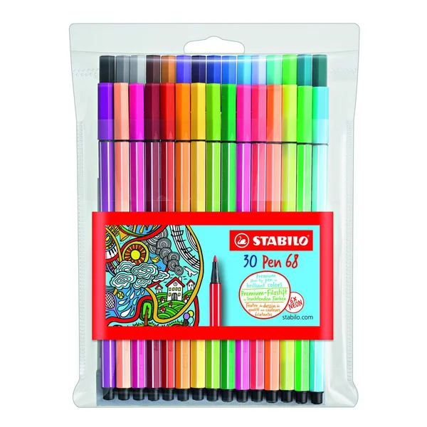 Pochette de 30 feutres de dessin pointe moyenne STABILO Pen 68