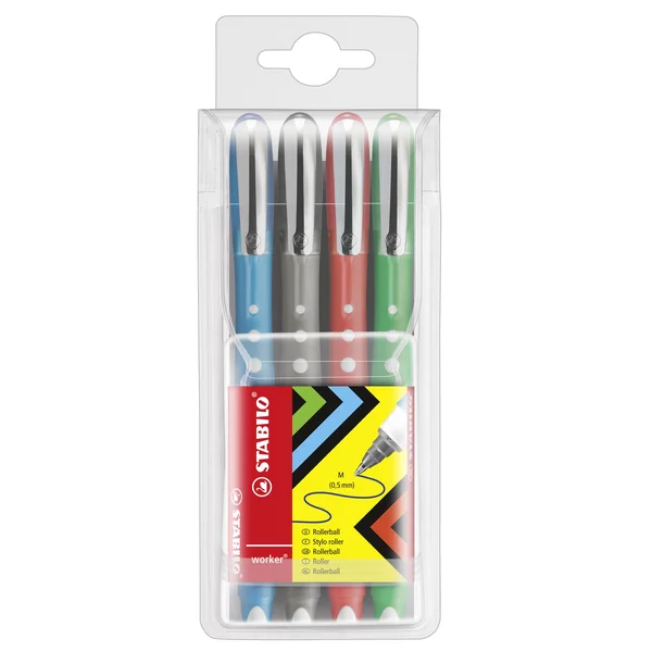 Pochette de 4 stylos-roller Worker+ Colorful pointe moyenne