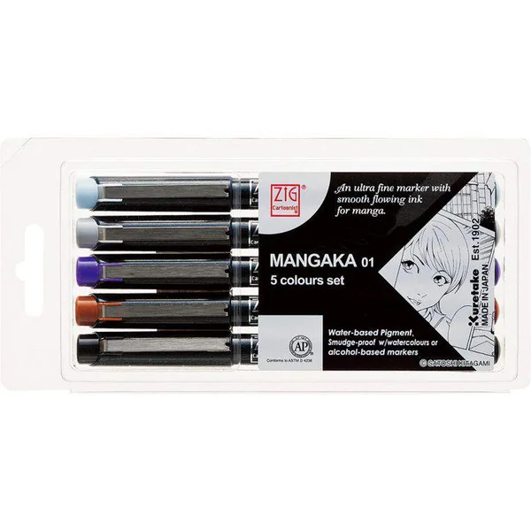 Pochette de 5 feutres Mangaka 0.25 mm 5 couleurs assorties Corector